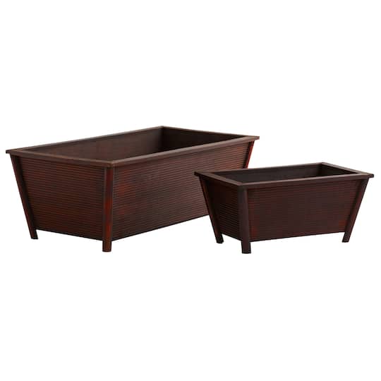 Brown Rectangle Planters, 2ct.